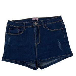 Raw Dark Wash Distressed Denim Blue Jean Shorts Junior Size 11